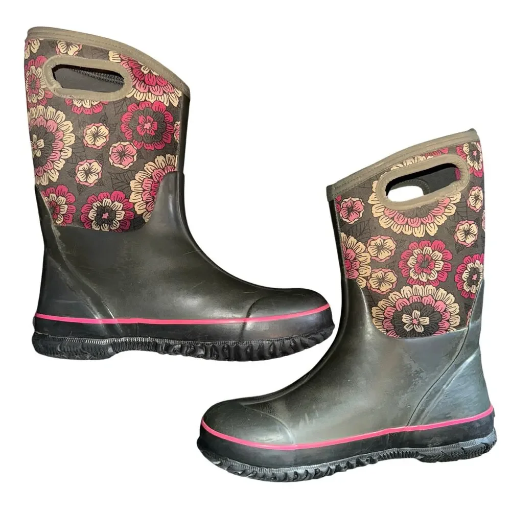 Bogs Classic Pansies Rain Winter Boots Girls (kids) - size 6 - R10